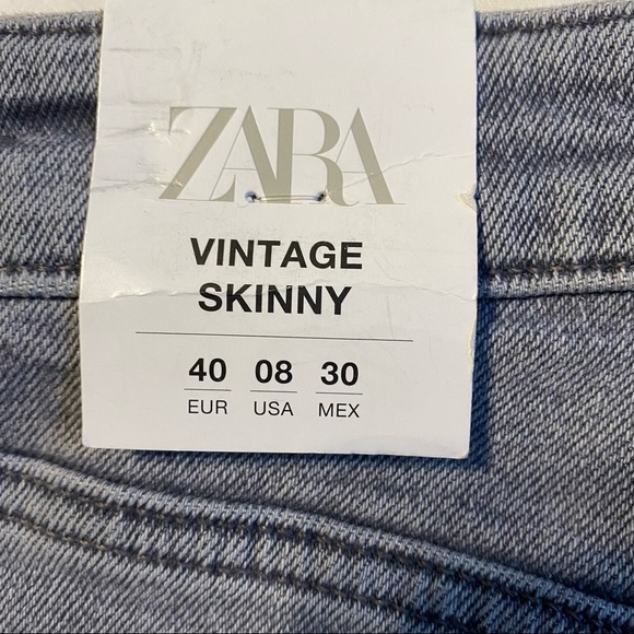 Zara Hi-Rise Gray Vintage Skinny Ankle Jeans Size 8 NWT - Picture 9 of 13